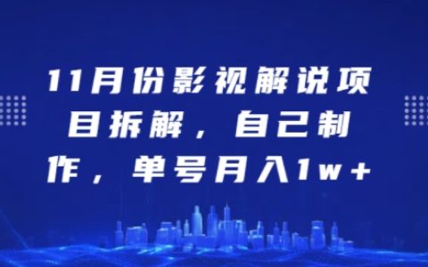 11月影視解說項目深度解析：個人制作實現單號月入過萬【揭秘】