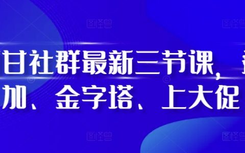 阿甘社群最新課程：疊加技巧、金字塔策略及大促應用