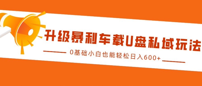 升級暴利車載U盤私域玩法，0基礎小白也能輕松日入多張【揭秘】
