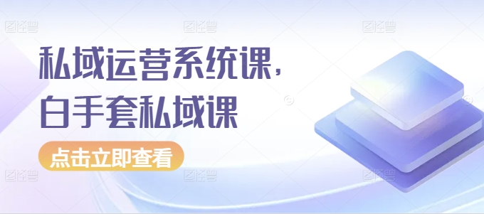 私域運營系統課，白手套私域課