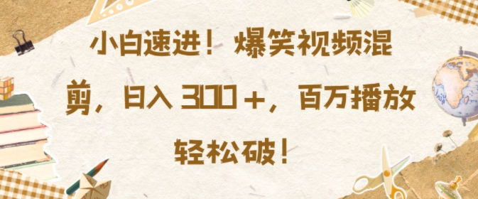 小白速進，爆笑視頻混剪，日入3張，百萬播放輕松破【揭秘】