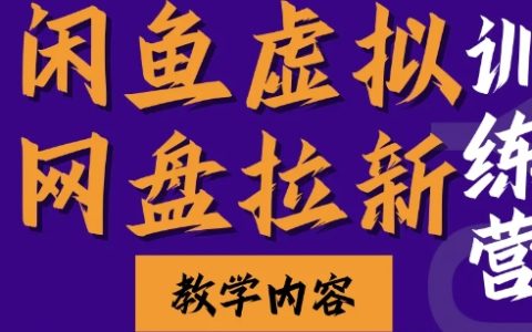 閑魚虛擬網盤拉新實戰訓練營：兩天快速入門，實現長久穩定被動收入