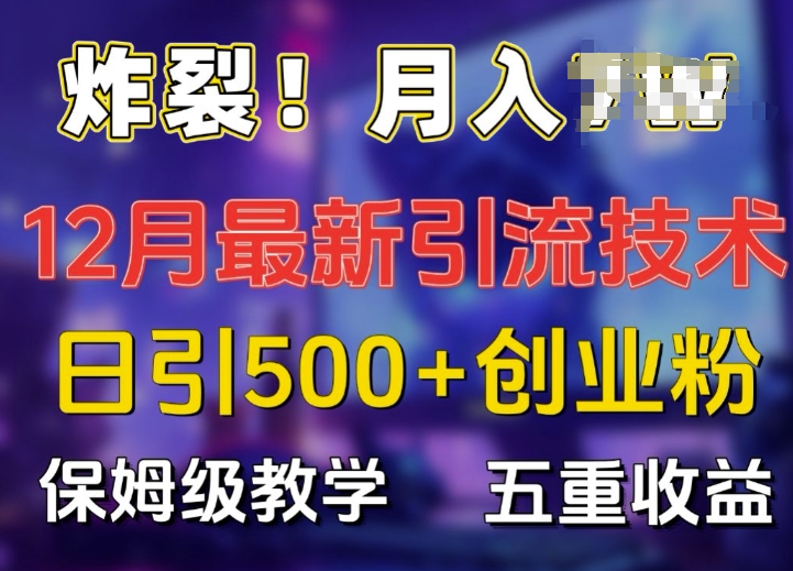 炸裂!揭秘12月最新日引流500+精準創業粉，多重收益保姆級教學