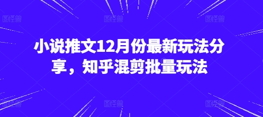 小說推文12月份最新玩法分享，知乎混剪批量玩法