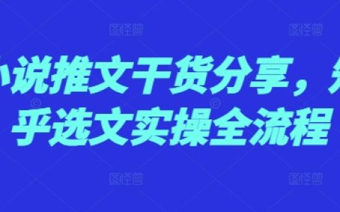 揭秘知乎選文策略：小說(shuō)推廣實(shí)戰(zhàn)全流程分享