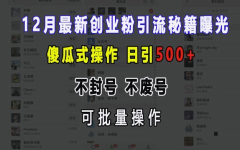 高效創(chuàng)業(yè)引流技巧大公開(kāi)：傻瓜式操作日增粉絲500+，不封號(hào)不廢號(hào)可批量操作【實(shí)戰(zhàn)指南】