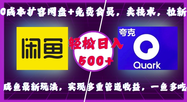 0成本擴容網盤+免費會員，賣技術，拉新，咸魚最新玩法，實現多重管道收益，一魚多吃，輕松日入500+