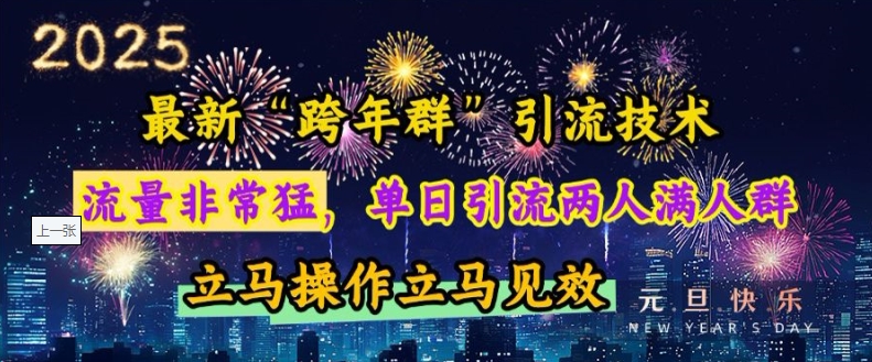最新“跨年群”引流，流量非常猛，單日引流兩人滿人群，立馬操作立馬見效【揭秘】