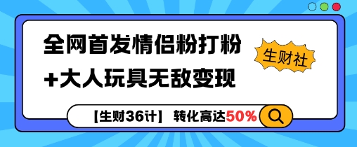 【生財(cái)36計(jì)】全網(wǎng)首發(fā)情侶粉打粉+大人玩具無敵變現(xiàn)
