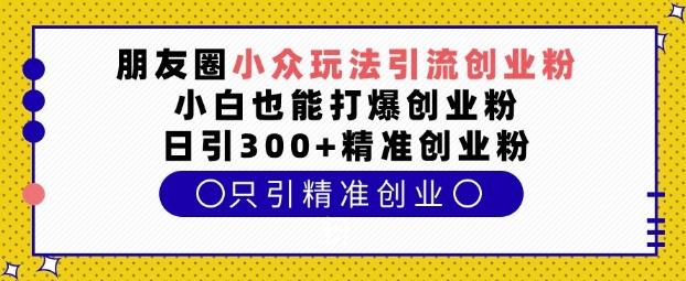 朋友圈小眾玩法引流創業粉，小白也能打爆創業粉，日引300+精準創業粉【揭秘】