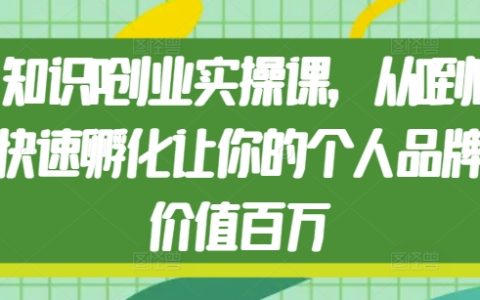 知識IP創業實戰課程，手把手教你從零開始高效打造個人品牌，實現百萬價值提升
