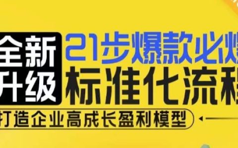 21步爆款打造標準化流程，全新升級，助力企業實現高增長盈利模式