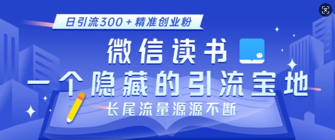 微信讀書(shū)，一個(gè)隱藏的引流寶地，不為人知的小眾打法，日引流300+精準(zhǔn)創(chuàng)業(yè)粉，長(zhǎng)尾流量源源不斷