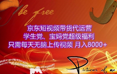 京東短視頻帶貨代運營，學生黨、寶媽黨超級福利，只需每天無腦上傳視頻，月入8000+【僅揭秘】