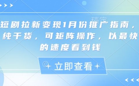 1月短劇拉新實(shí)戰(zhàn)指南：矩陣操作快速提升曝光與變現(xiàn)