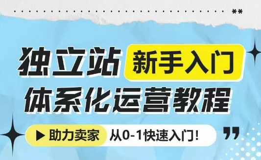 獨立站新手入門體系化運營教程，助力獨立站賣家從0-1快速入門!