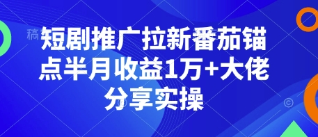 短劇推廣拉新番茄錨點半月收益1萬+大佬分享實操