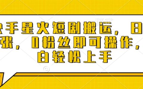 快手短劇搬運技巧：日收入提升，零粉絲也能操作，小白輕松入門指南【獨家揭秘】