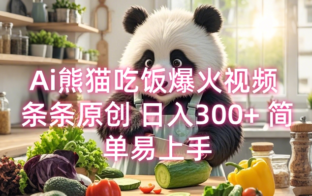 Ai熊貓吃飯爆火視頻 條條原創(chuàng) 日入300+ 簡單易上手