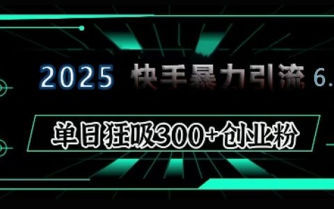 2025年快手新版6.0全方位指導教程，每日吸引300+精準創業粉絲保姆級教學