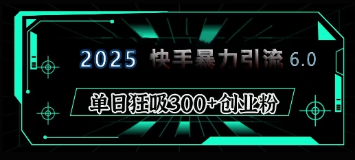 2025年快手6.0保姆級(jí)教程震撼來(lái)襲，單日狂吸300+精準(zhǔn)創(chuàng)業(yè)粉