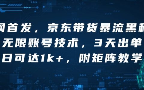 京東帶貨暴增黑科技，無限賬號技術助力3天快速出單，單日銷量破千，附矩陣教學詳解【獨家揭秘】