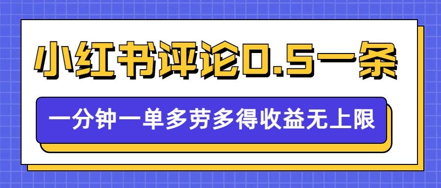 小紅書留言評論，0.5元1條，一分鐘一單，多勞多得，收益無上限