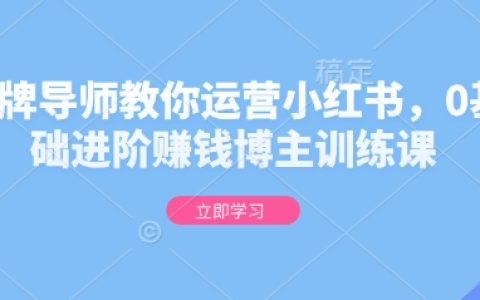 金牌講師指導小紅書運營，0基礎至高手博主進階訓練營，手把手教你實現盈利
