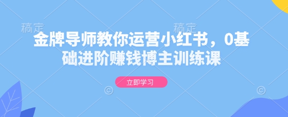 金牌導(dǎo)師教你運營小紅書，0基礎(chǔ)進階賺錢博主訓(xùn)練課