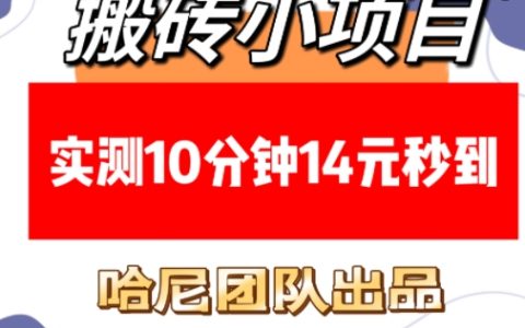 高效搬磚小項目：實測10分鐘賺14元，每日穩定收入，附贈穩定技巧