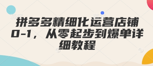 拼多多精細化運營店鋪0-1，從零起步到爆單詳細教程