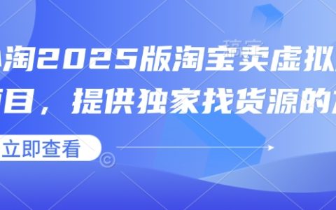 2025版小淘淘寶虛擬產品項目，揭秘獨家找貨渠道，助你輕松開店盈利【實戰教程】