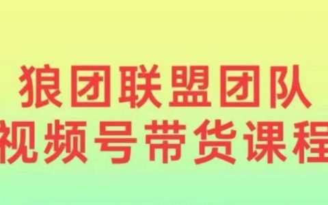 狼團聯盟2024視頻號帶貨攻略，0基礎新手快速入門視頻號營銷