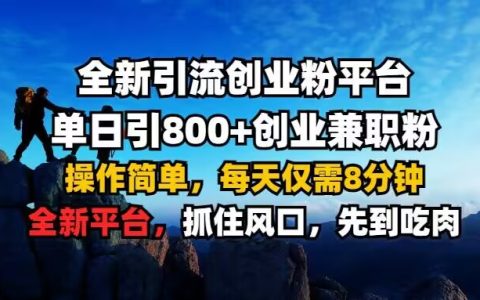 揭秘高效引流技巧：全新創業粉平臺，每日輕松增加800+粉絲，簡單操作僅需8分鐘，兼職創業者的福音【獨家分享】