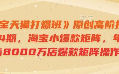 淘寶天貓高級(jí)課程：第64期小爆款矩陣打造，實(shí)現(xiàn)年銷售8000萬(wàn)店鋪運(yùn)營(yíng)技巧