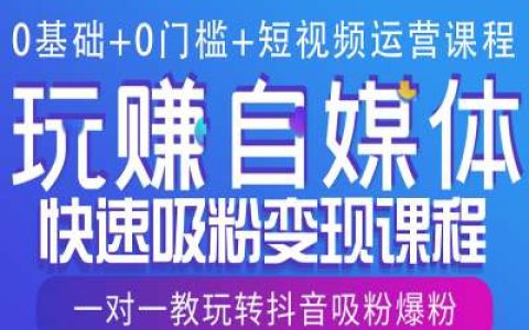 零基礎(chǔ)入門短視頻運(yùn)營(yíng)課程，手把手教你快速吸粉變現(xiàn)，一對(duì)一指導(dǎo)玩轉(zhuǎn)抖音增粉技巧