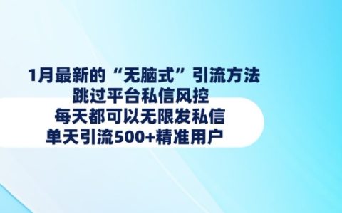 1月最新無腦引流技巧，繞過平臺私信限制，每日發送上千私信，精準引流超500+用戶