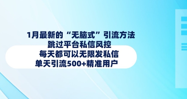 1月最新的無腦式引流方法，跳過平臺私信風控，每天都可以無限發私信，單天引流500+精準用戶