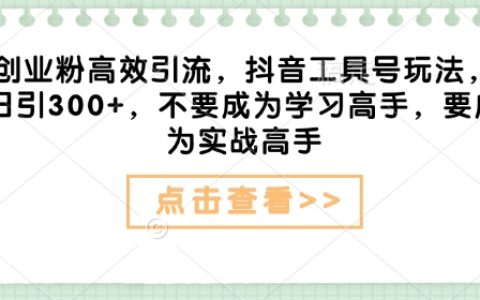 抖音工具號高效引流：創業粉日引300+，從學習到實戰，快速實現變現