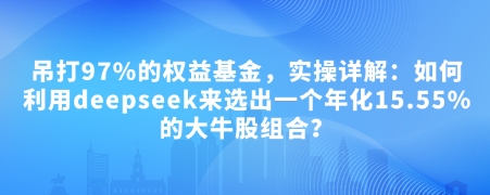 付費文章：吊打97%的權益基金，實操詳解：如何利用deepseek來選出一個年化15.55%的大牛股組合?