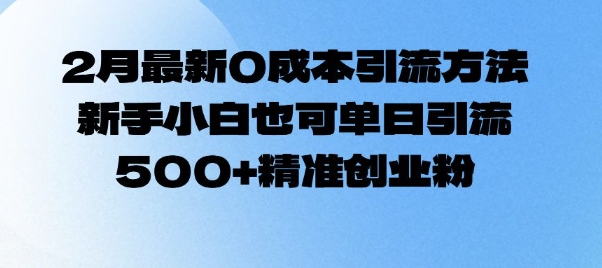 2月最新0成本引流方法，新手小白也可單日引流500+精準創業粉