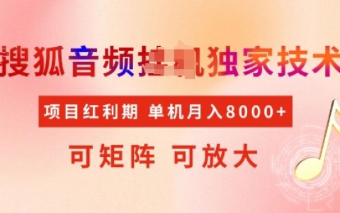 2025搜狐音頻掛機日入300+新玩法：全自動矩陣防封技術，小白輕松月入8k實戰教程