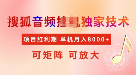 全網首發搜狐音頻掛JI獨家技術，項目紅利期，可矩陣可放大，穩定月入8k【揭秘】