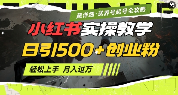 2月小紅書最新日引500+創業粉實操教學【超詳細】小白輕松上手，月入1W+，附小紅書養號起號SOP
