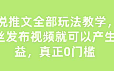 0粉絲也能賺錢！全面解析小說推文玩法教學，手把手教你從零開始發布視頻實現收益