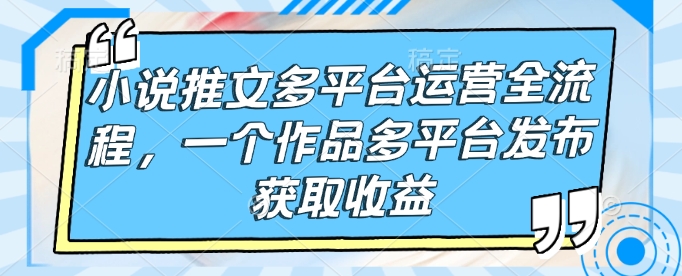 小說推文多平臺運營全流程，一個作品多平臺發布獲取收益