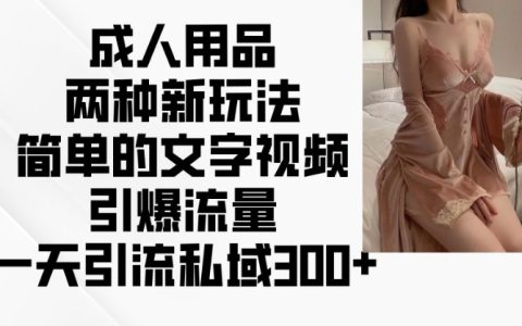 成人用品新玩法：簡單文字+視頻引流，輕松實現私域流量日增300+