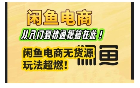 閑魚電商實戰課，從入門到精通秘籍在此，閑魚電商無貨源玩法超燃!