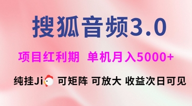 搜狐音頻掛ji3.0.可矩陣可放大，獨家技術，穩定月入5000+【揭秘】