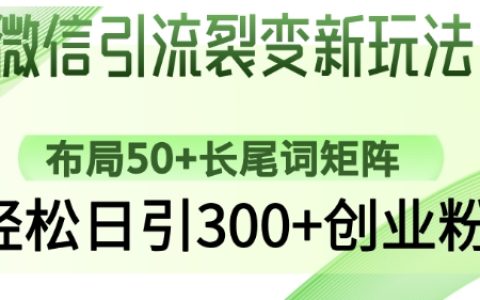 微信引流新技巧：搭建50+長尾詞矩陣，實現每日精準引入300+創業粉絲